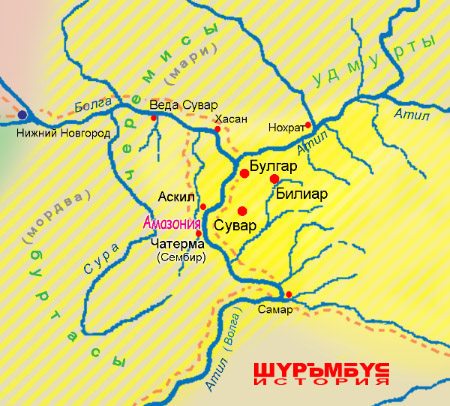 Амазония на карте Булгарии
